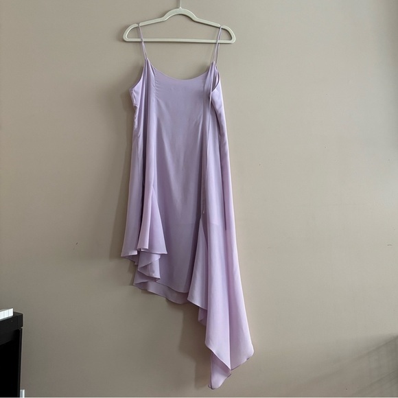 NWOT MATERIEL TBILISI Sz 10 Silk Asymmetrical Flare Slip Dress In Lilac Lavender - Picture 6 of 11